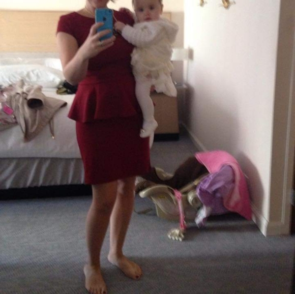 Massimo Red Peplum cocktail dress medium - Picture 6 of 6